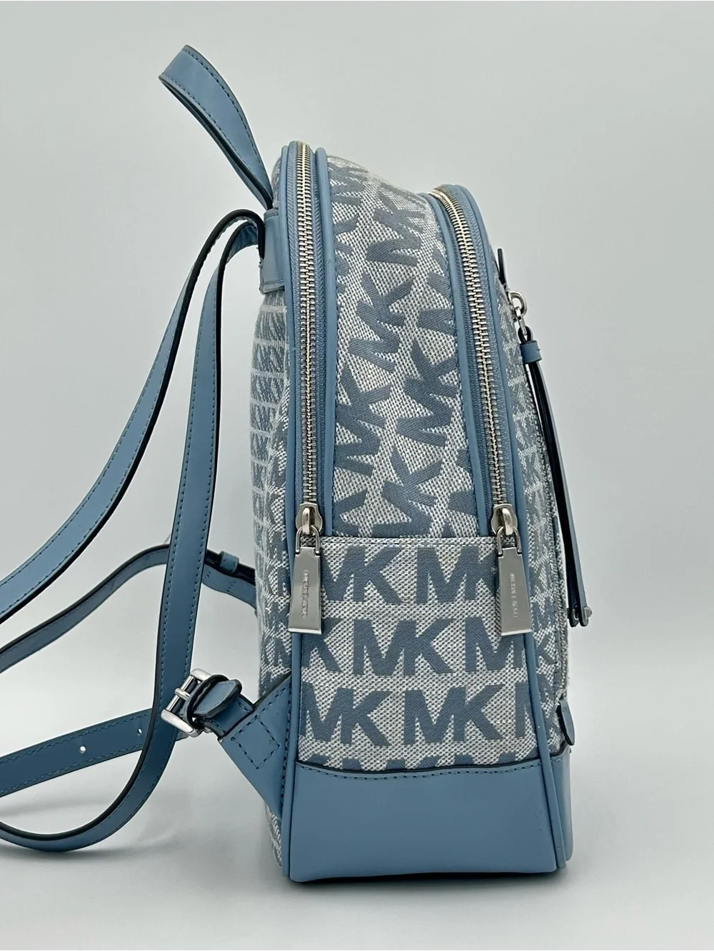 Michael Kors Light Blue Brooklyn Monogram Backpack